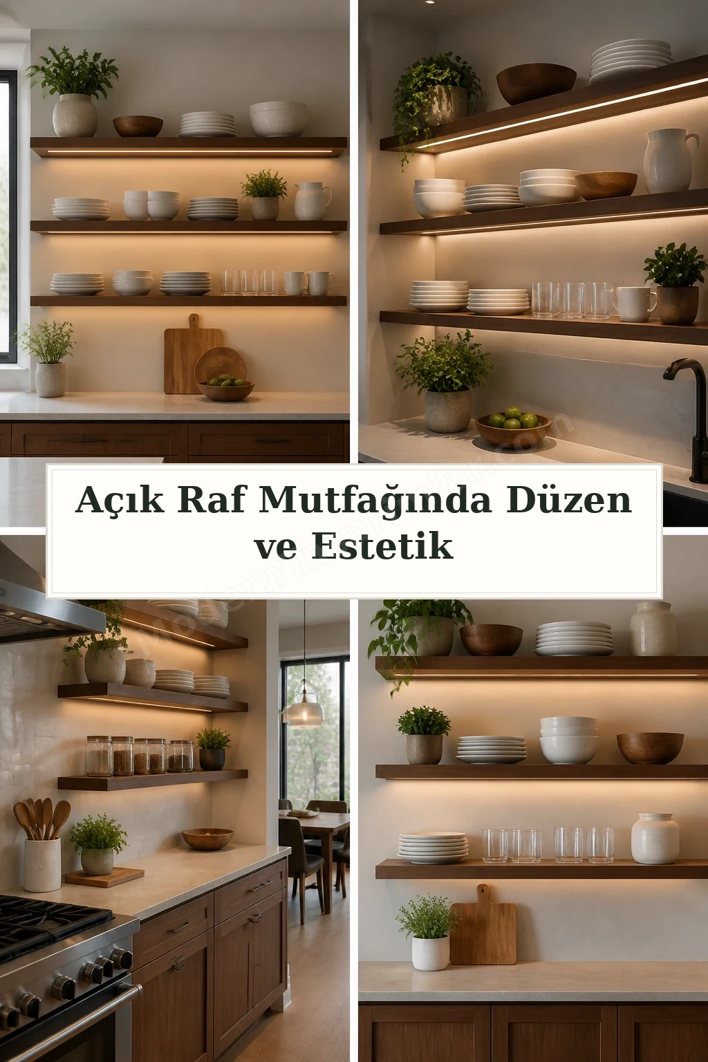 Açık Raf Mutfağında Düzen ve Estetik için dört tasarım fikri