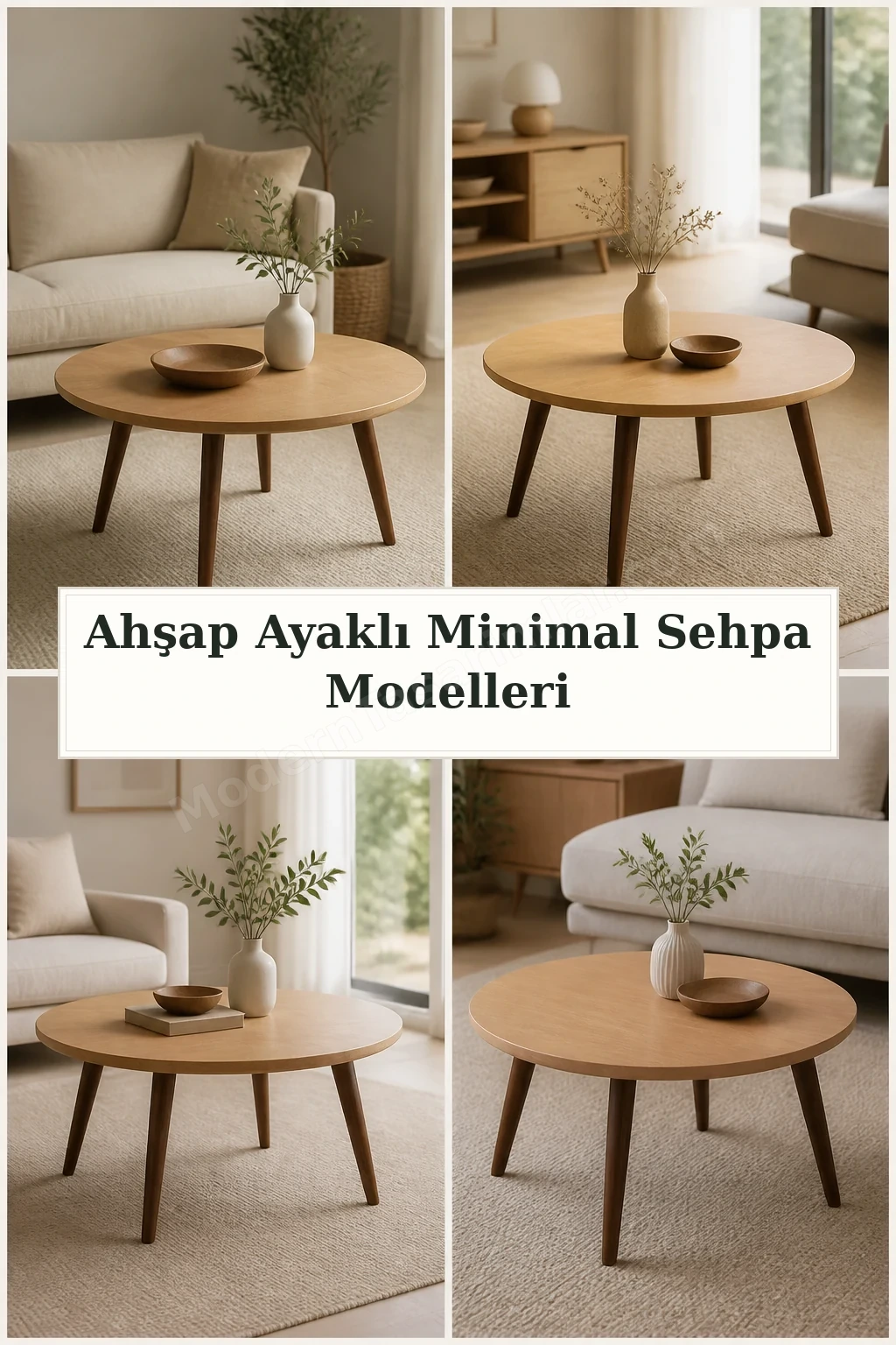 Ahşap Ayaklı Minimal Sehpa Modelleri için dört tasarım fikri