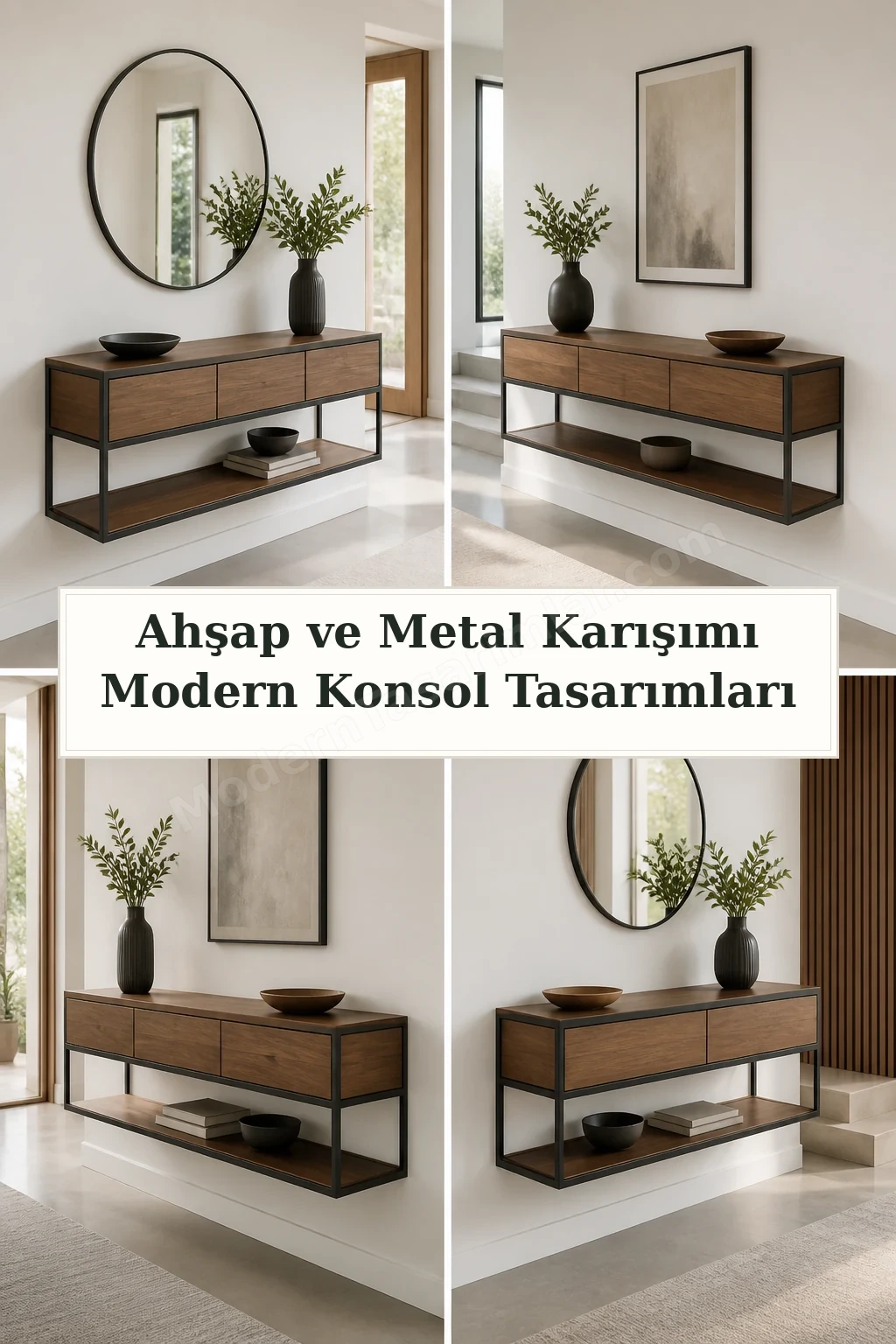 Ahşap ve Metal Karışımı Modern Konsol Tasarımları için dört tasarım fikri