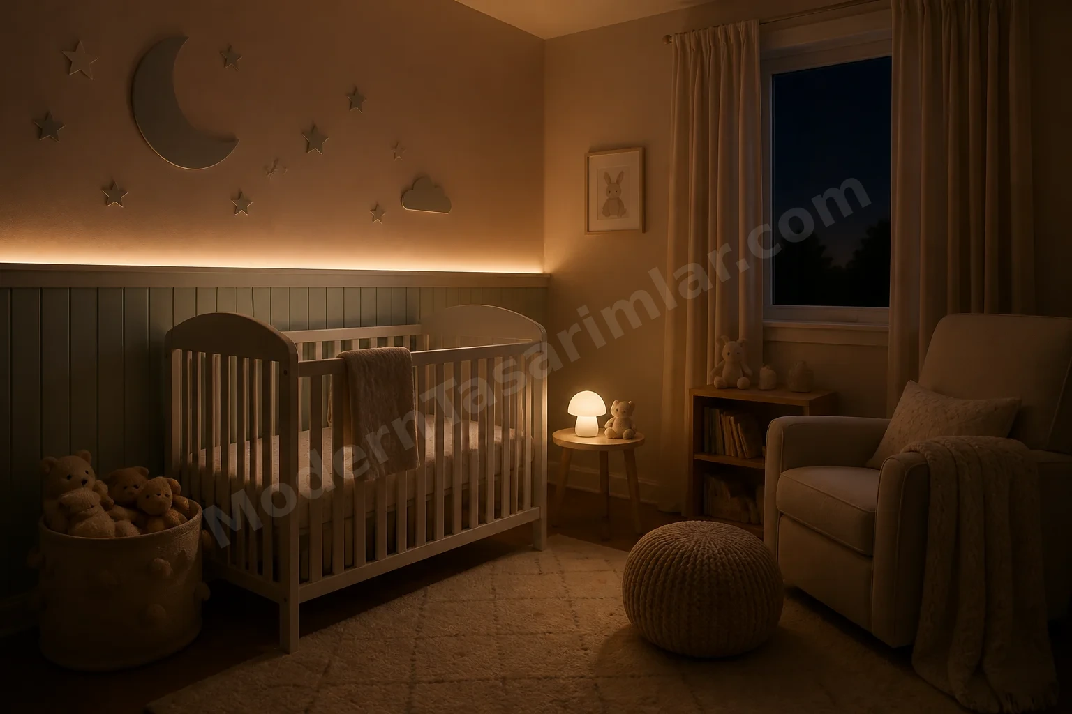 Bebek odasında gece modu yumuşak aydınlatma
