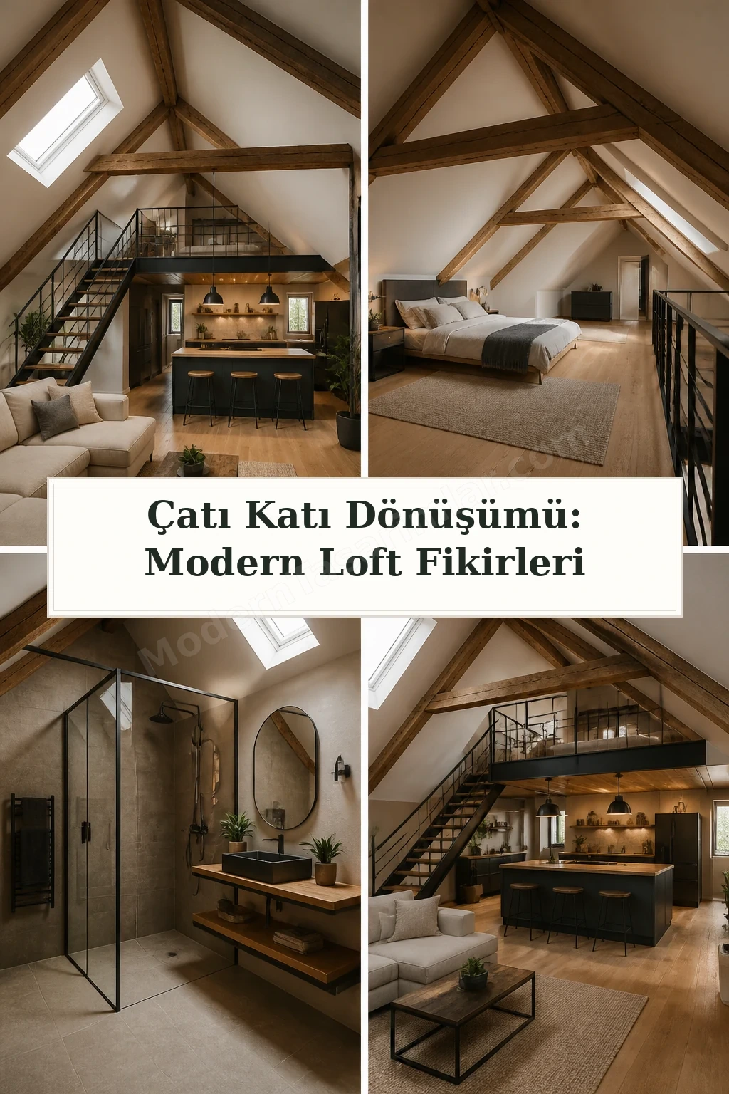 Çatı Katı Dönüşümü: Modern Loft Fikirleri için dört tasarım fikri