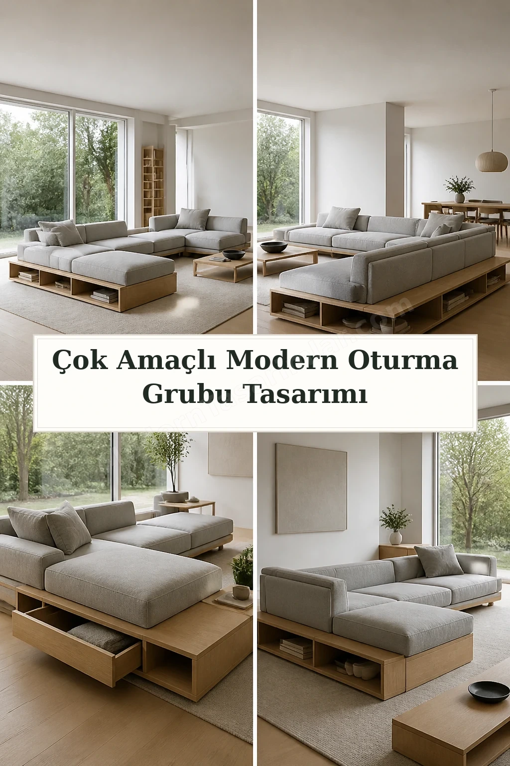 Çok Amaçlı Modern Oturma Grubu Tasarımı için dört tasarım fikri