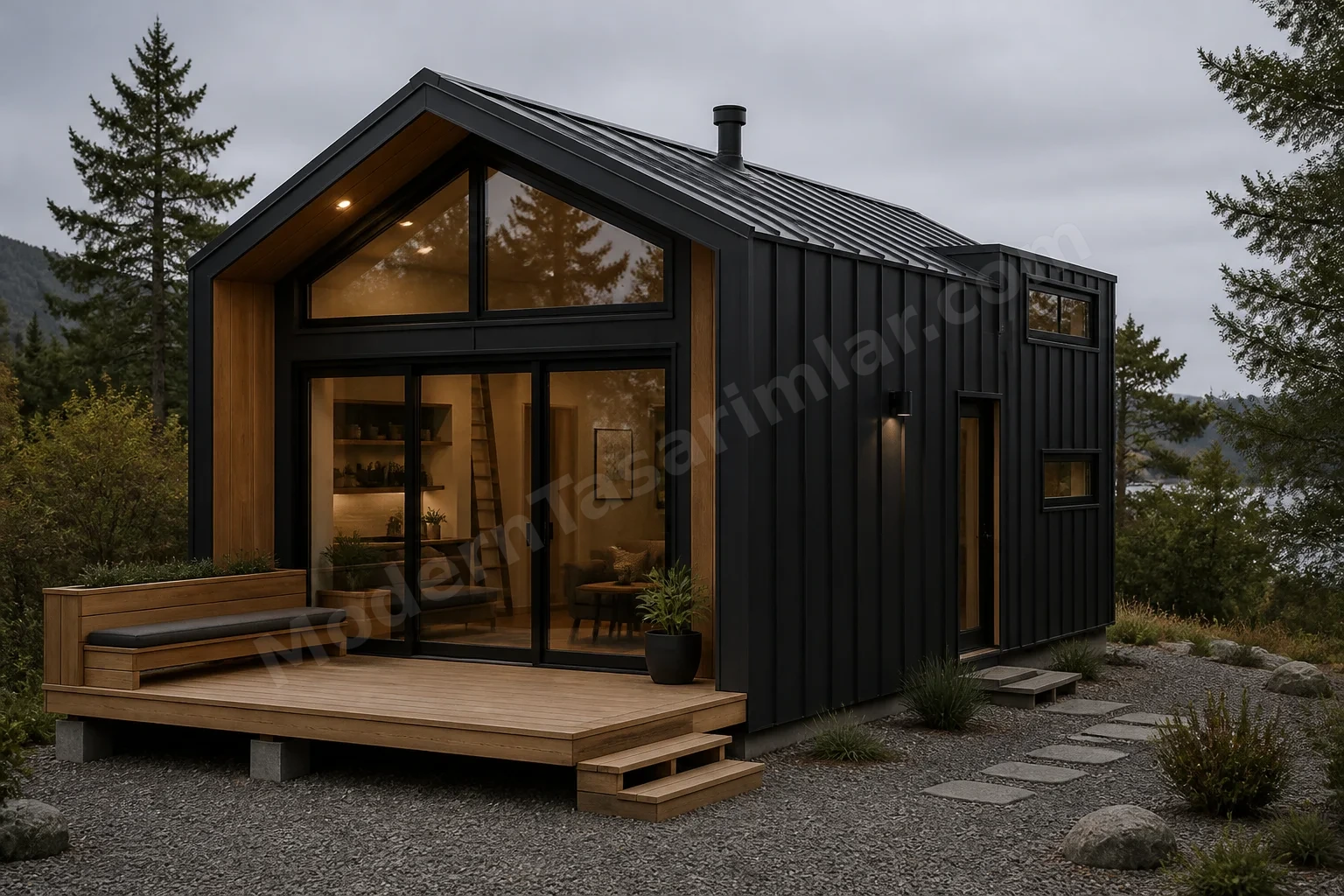 Dış cepheden tiny house kompakt yapı