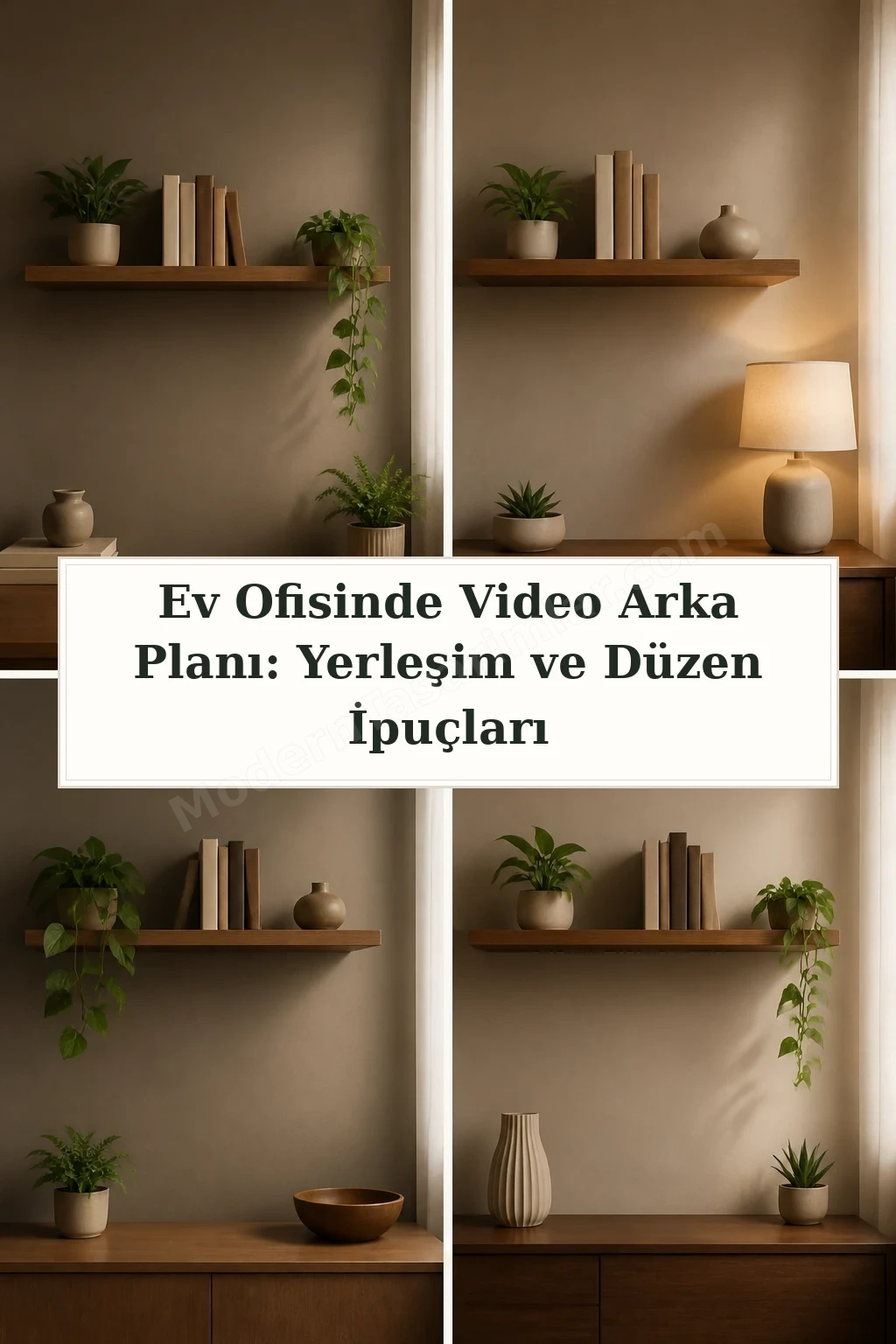 Ev Ofisinde Video Arka Planı: Yerleşim ve Düzen İpuçları için dört tasarım fikri