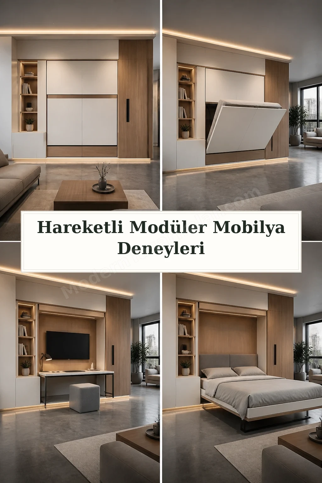 Hareketli Modüler Mobilya Deneyleri için dört tasarım fikri