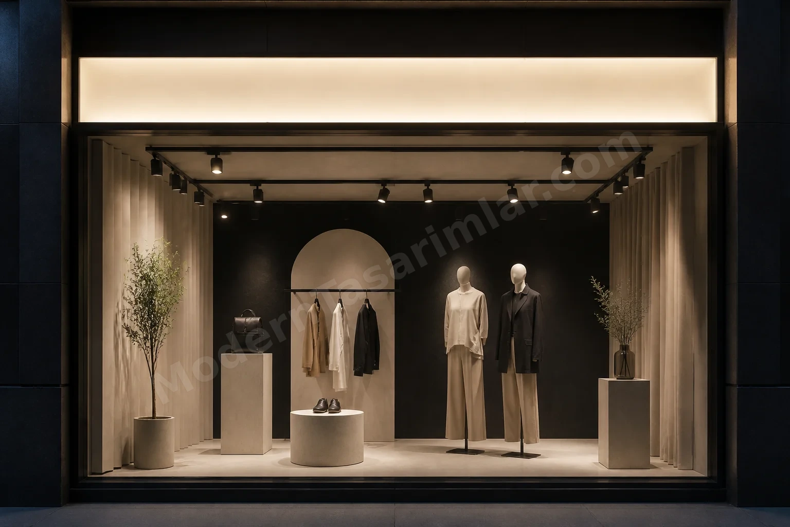 Hareketli ray spotlu konsept pop-up vitrin