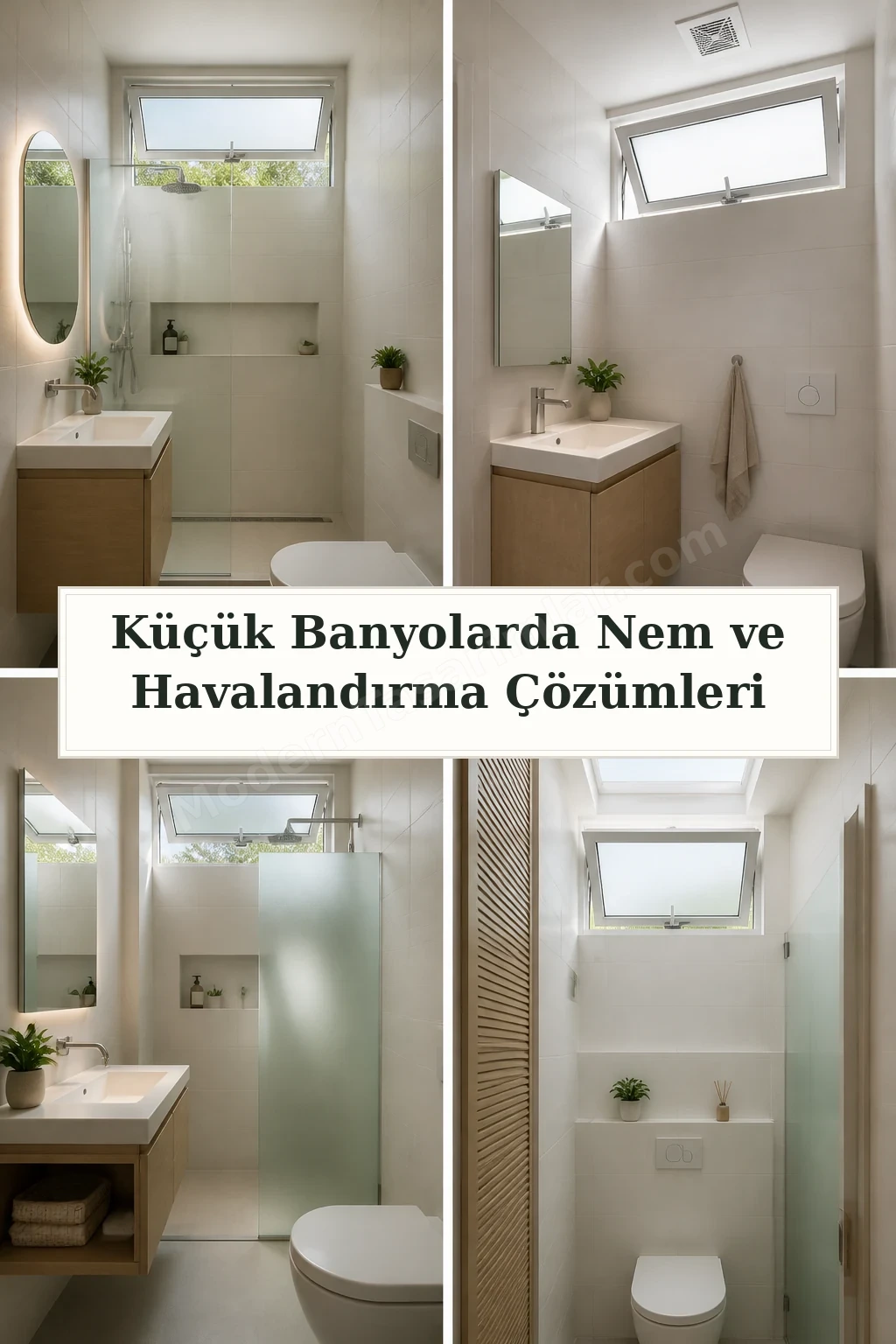 Küçük Banyolarda Nem ve Havalandırma Çözümleri için dört tasarım fikri