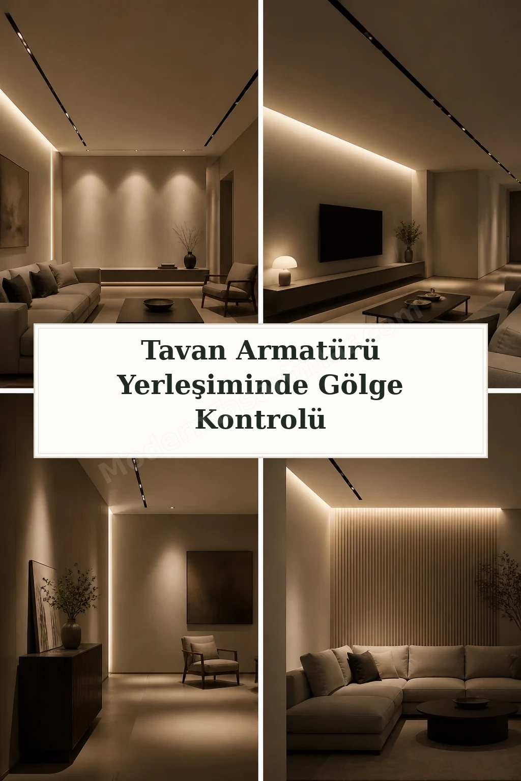 Tavan Armatürü Yerleşiminde Gölge Kontrolü için dört tasarım fikri