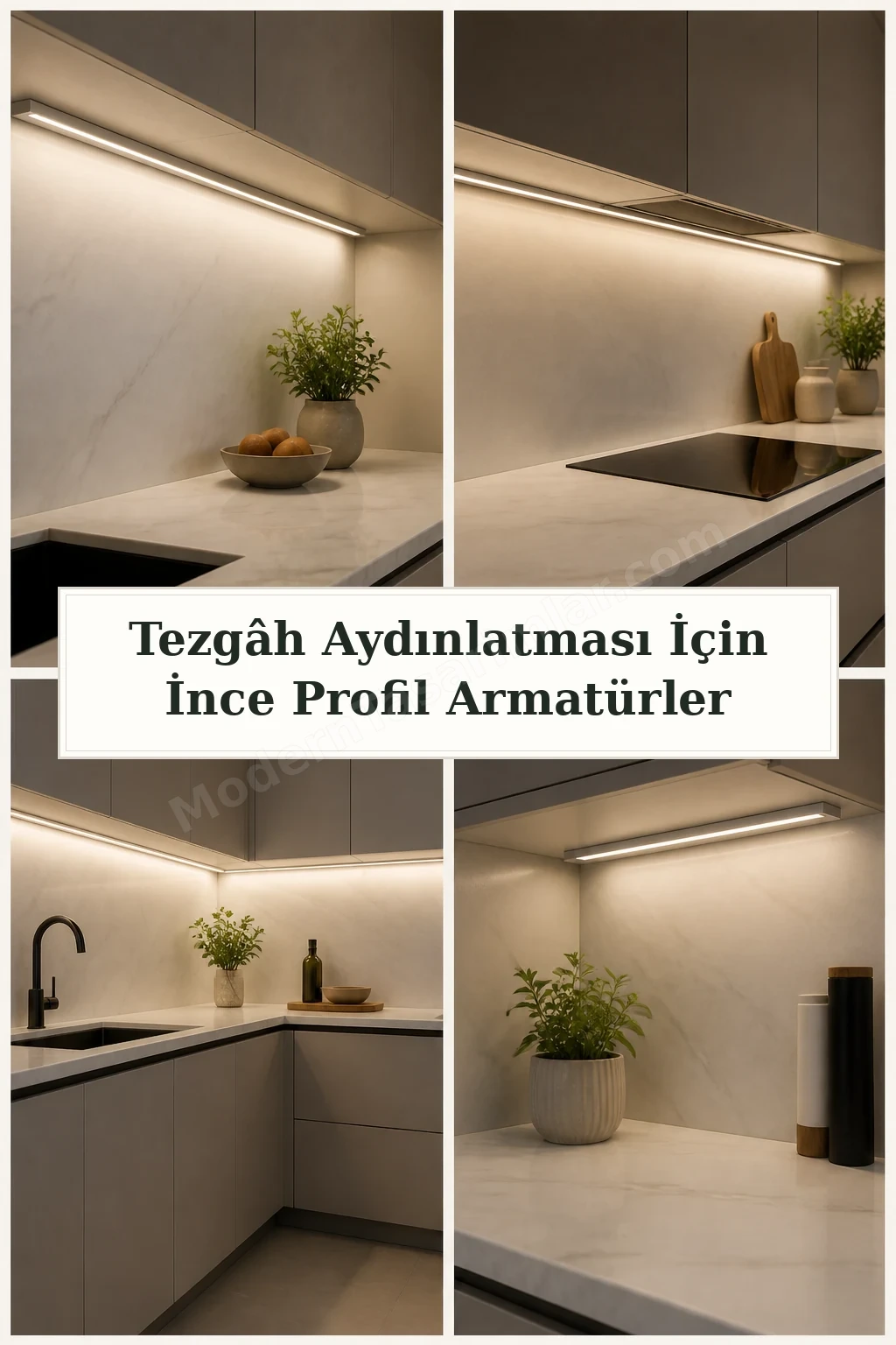 Tezgâh Aydınlatması İçin İnce Profil Armatürler için dört tasarım fikri