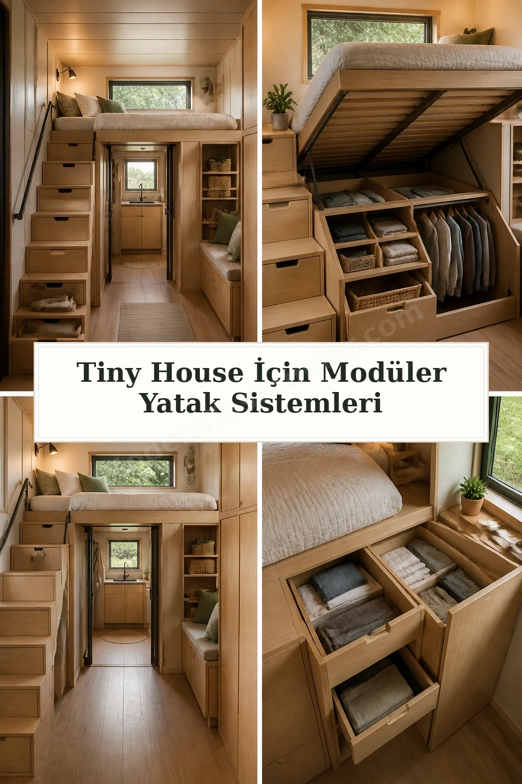 Tiny House İçin Modüler Yatak Sistemleri için dört tasarım fikri