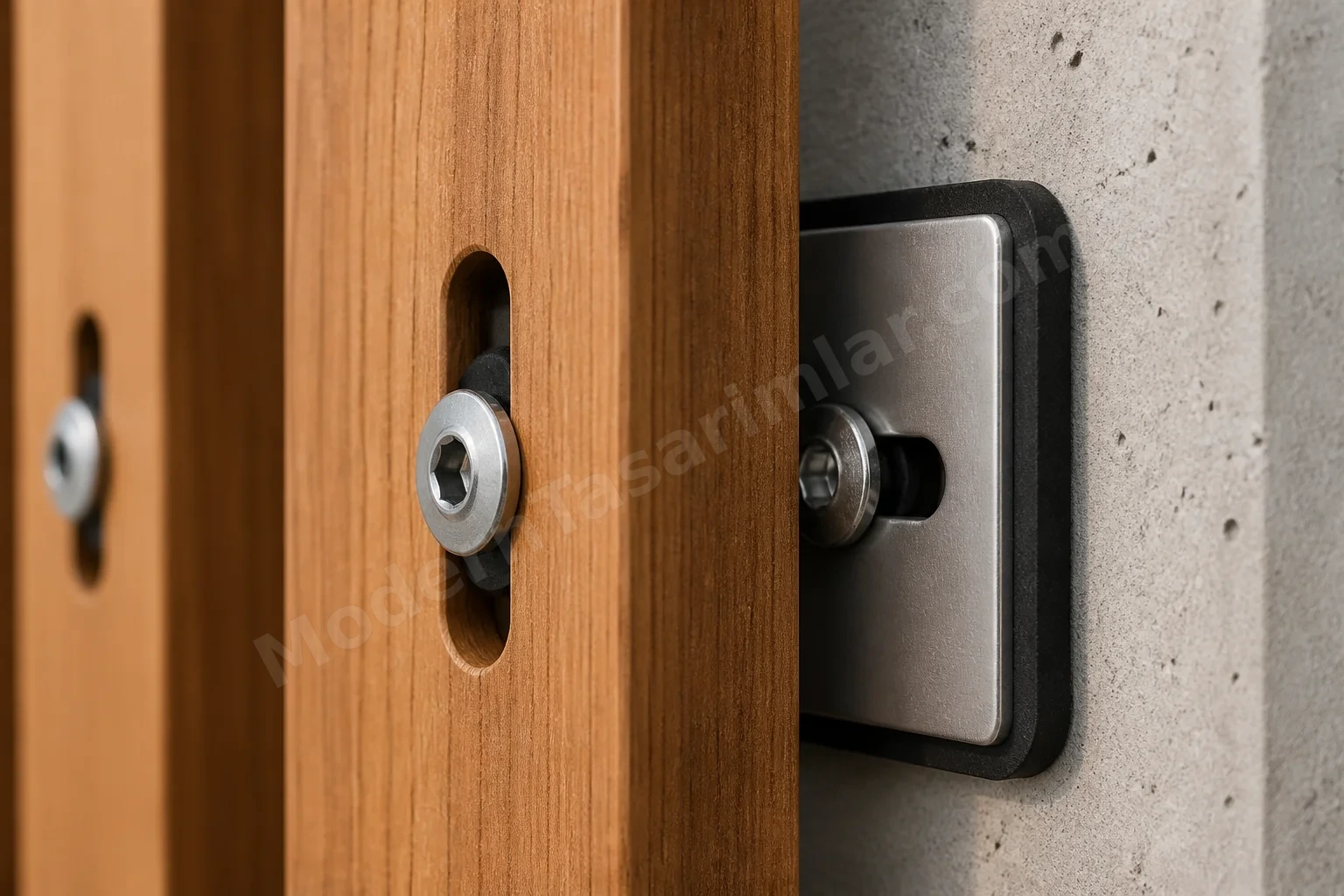 Yuvarlak delikli montaj ve neopren conta makro detay