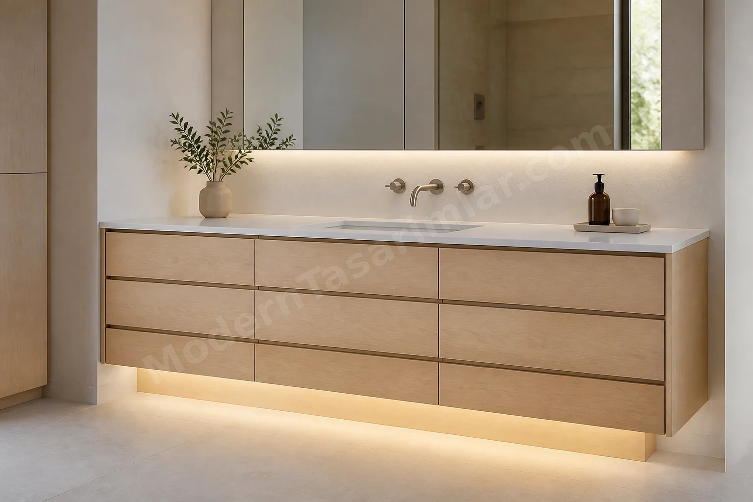 Yüzer lavabo ve sığ çekmeceler